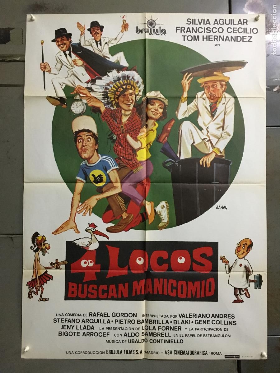 Cinema: ODC C298 4 LOCOS BUSCAN MANICOMIO SILVIA AGUILAR PACO CECILIO JANO POSTER ORIGINAL 70X100 ESTRENO