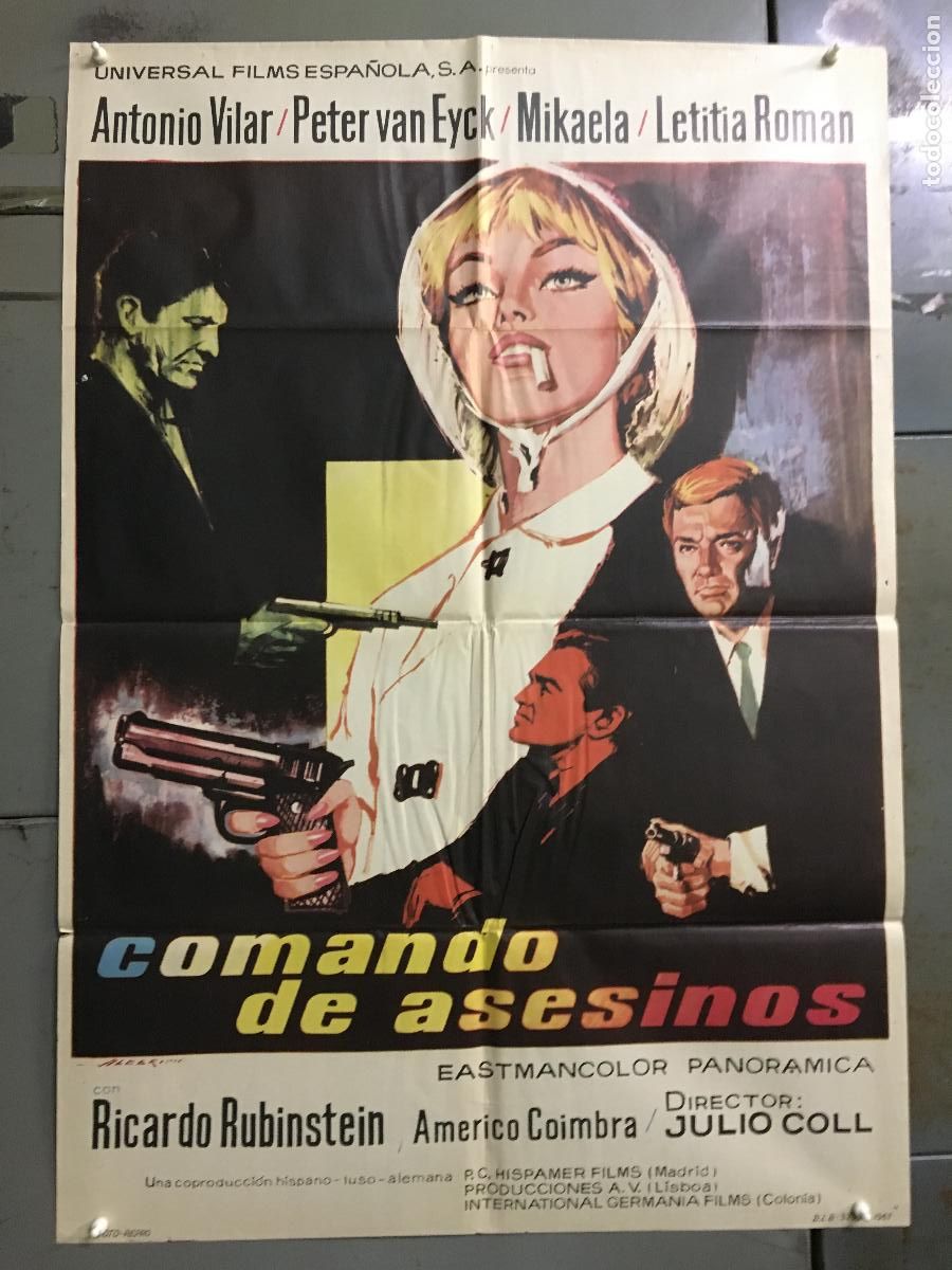 Cine: ODC C300 COMANDO DE ASESINOS PETER VAN EYCK ANTONIO VILAR MIKAELA EURO SPY POSTER ORIG 70X100 ESTREN