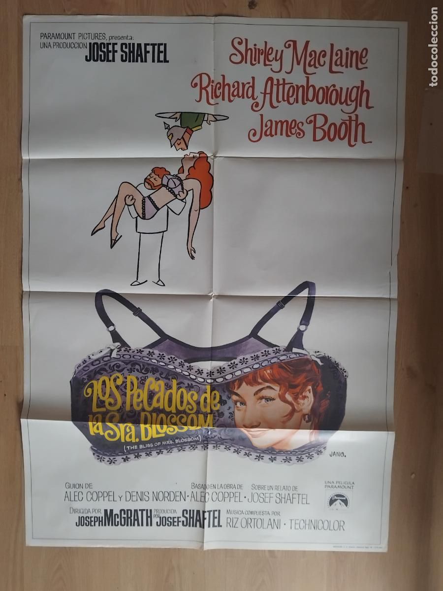 Cine: LOS PECADOS DE LA SE&Ntilde;ORA BLOSSOM SHIRLEY MACLAINE JANO CARTEL DE CINE POSTER ORIGINAL. 100 X 70 CM.