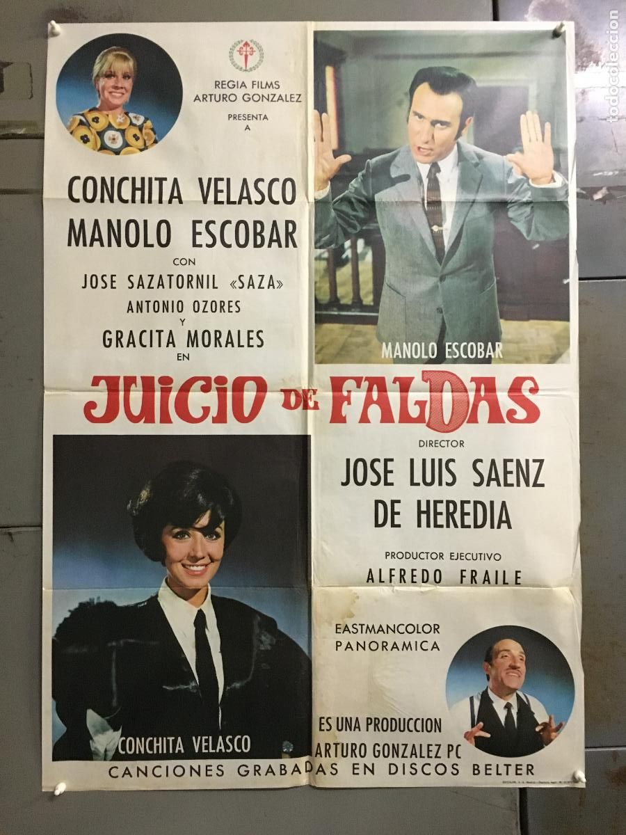Cine: ODC C312 JUICIO DE FALDAS MANOLO ESCOBAR CONCHA VELASCO POSTER ORIGINAL 70X100 ESTRENO