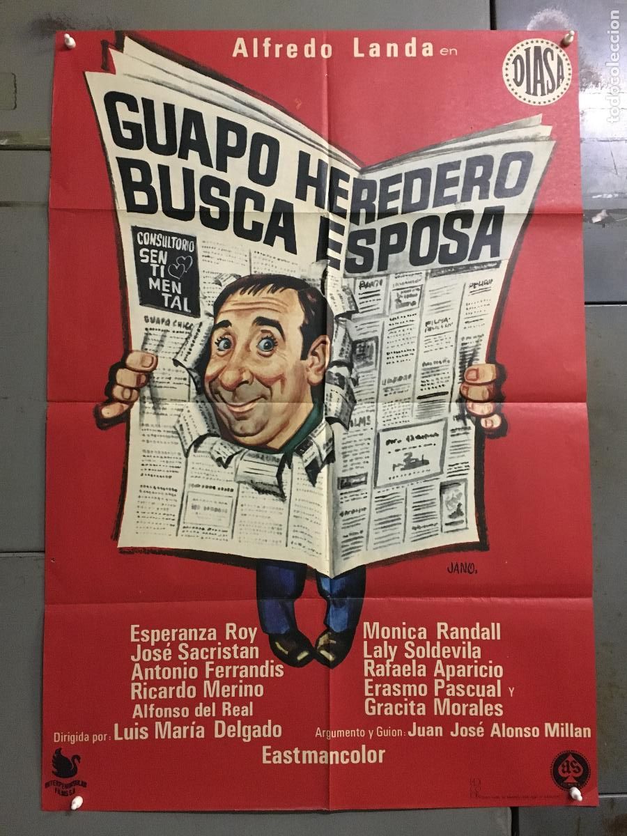 Cine: ODC C318 GUAPO HEREDERO BUSCA ESPOSA ALFREDO LANDA JANO POSTER ORIGINAL 70X100 ESTRENO