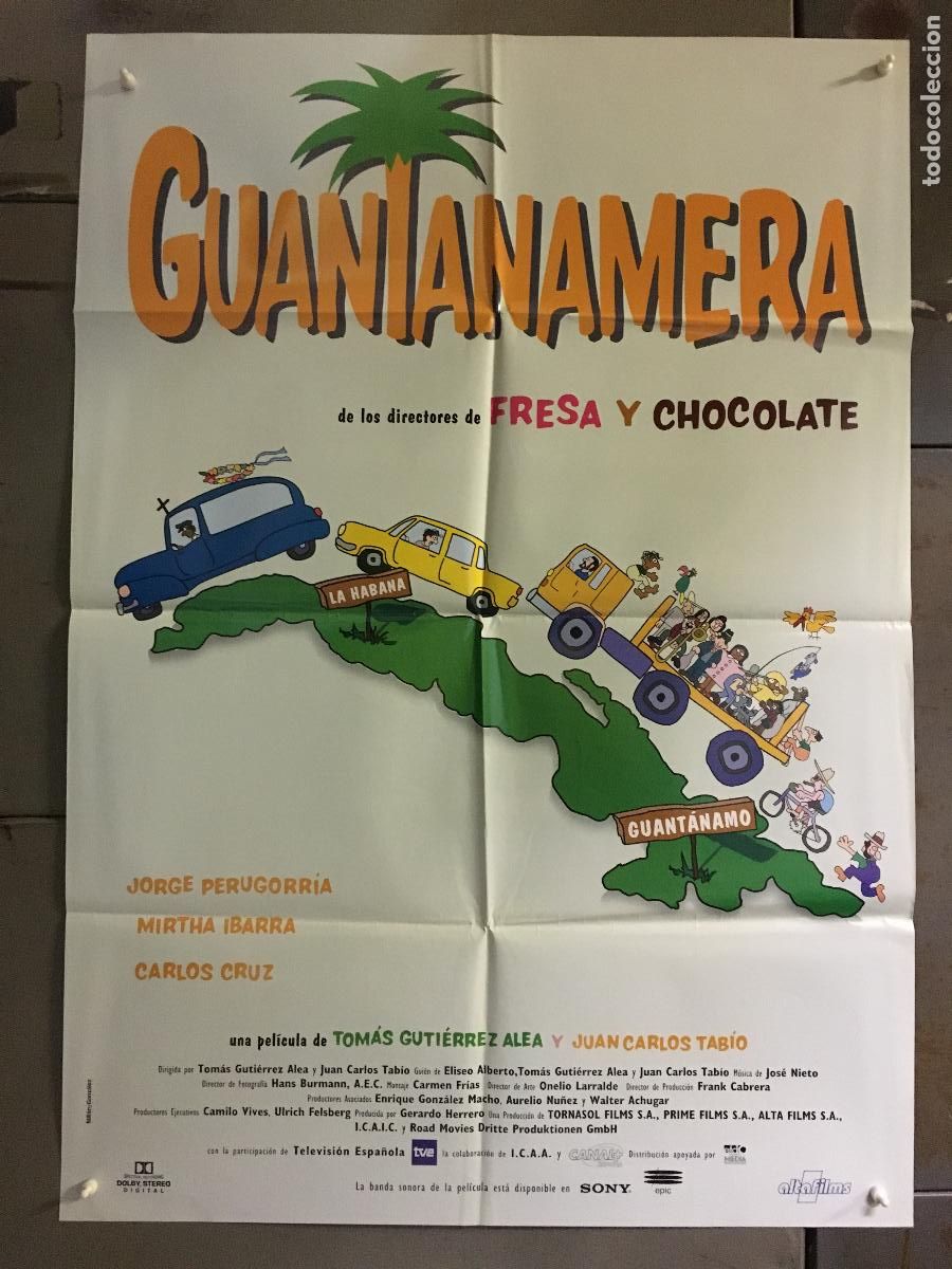 Cine: ODC C320 GUANTANAMERA JORGE PERUGORRIA POSTER ORIGINAL 70X100 ESTRENO
