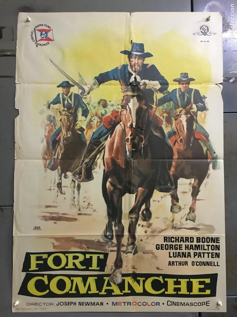 Cine: ODC C348 FORT COMANCHE RICHARD BOONE GEORGE HAMILTON JANO POSTER ORIGINAL 70X100 ESTRENO