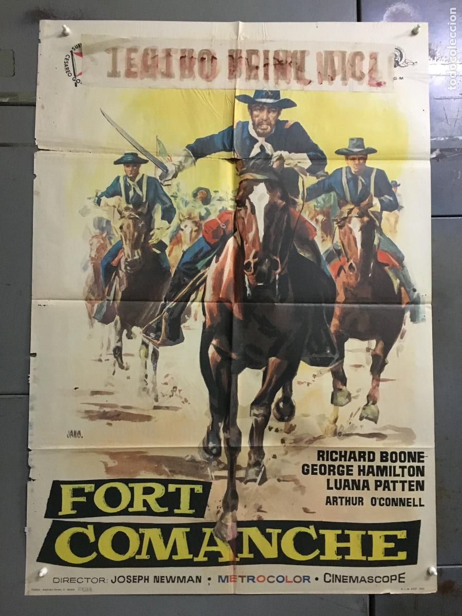 Cine: ODC C349 FORT COMANCHE RICHARD BOONE GEORGE HAMILTON JANO POSTER ORIGINAL 70X100 ESTRENO