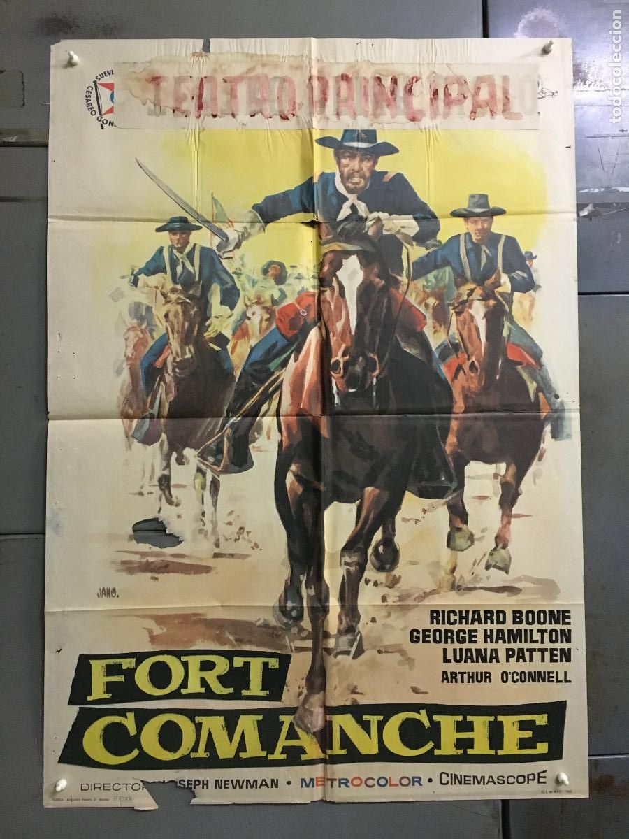 Cine: ODC C350 FORT COMANCHE RICHARD BOONE GEORGE HAMILTON JANO POSTER ORIGINAL 70X100 ESTRENO