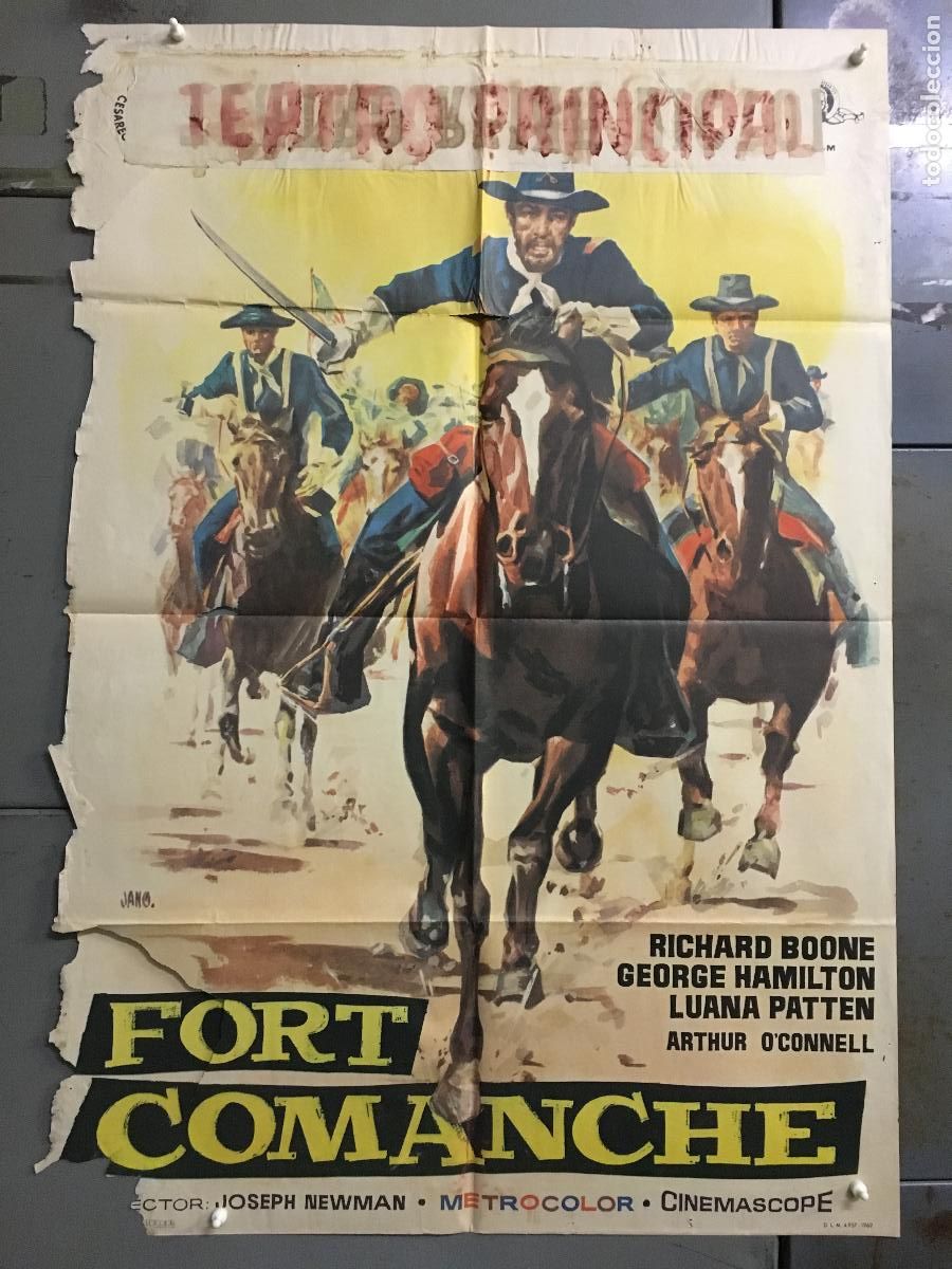 Cine: ODC C351 FORT COMANCHE RICHARD BOONE GEORGE HAMILTON JANO POSTER ORIGINAL 70X100 ESTRENO