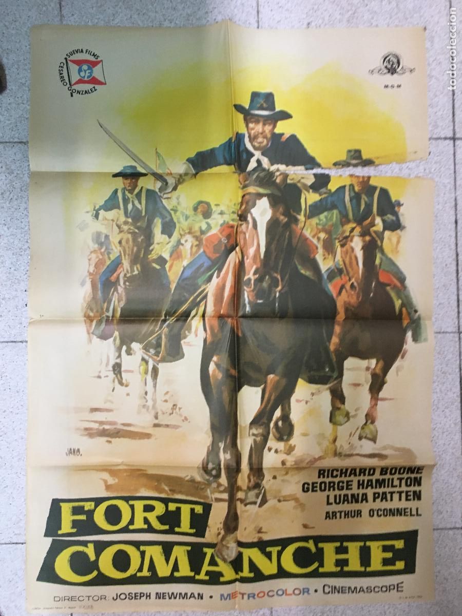 Cine: ODC C352 FORT COMANCHE RICHARD BOONE GEORGE HAMILTON JANO POSTER ORIGINAL 70X100 ESTRENO