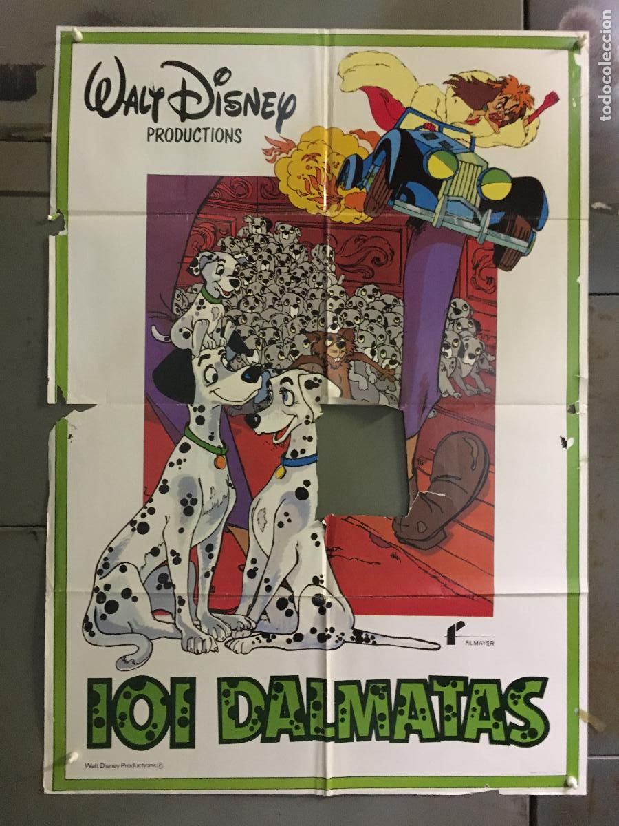 Cine: ODC C355 DALMATAS WALT DISNEY ANIMACION POSTER ORIGINAL 70X100 ESPA&Ntilde;OL R-81