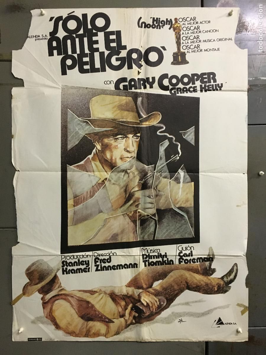 Cine: ODC C361 SOLO ANTE EL PELIGRO GARY COOPER GRACE KELLY ZULUETA POSTER ORIGINAL 70X100 ESPA&Ntilde;OL R-79