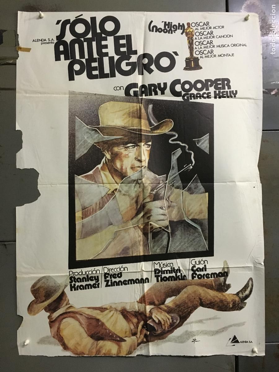 Kino: ODC C362 SOLO ANTE EL PELIGRO GARY COOPER GRACE KELLY ZULUETA POSTER ORIGINAL 70X100 ESPA&Ntilde;OL R-79