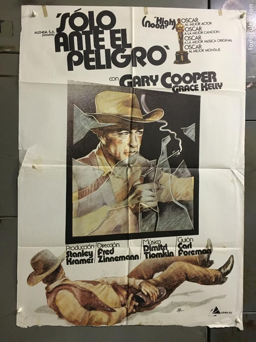 Cine: ODC C363 SOLO ANTE EL PELIGRO GARY COOPER GRACE KELLY ZULUETA POSTER ORIGINAL 70X100 ESPA&Ntilde;OL R-79