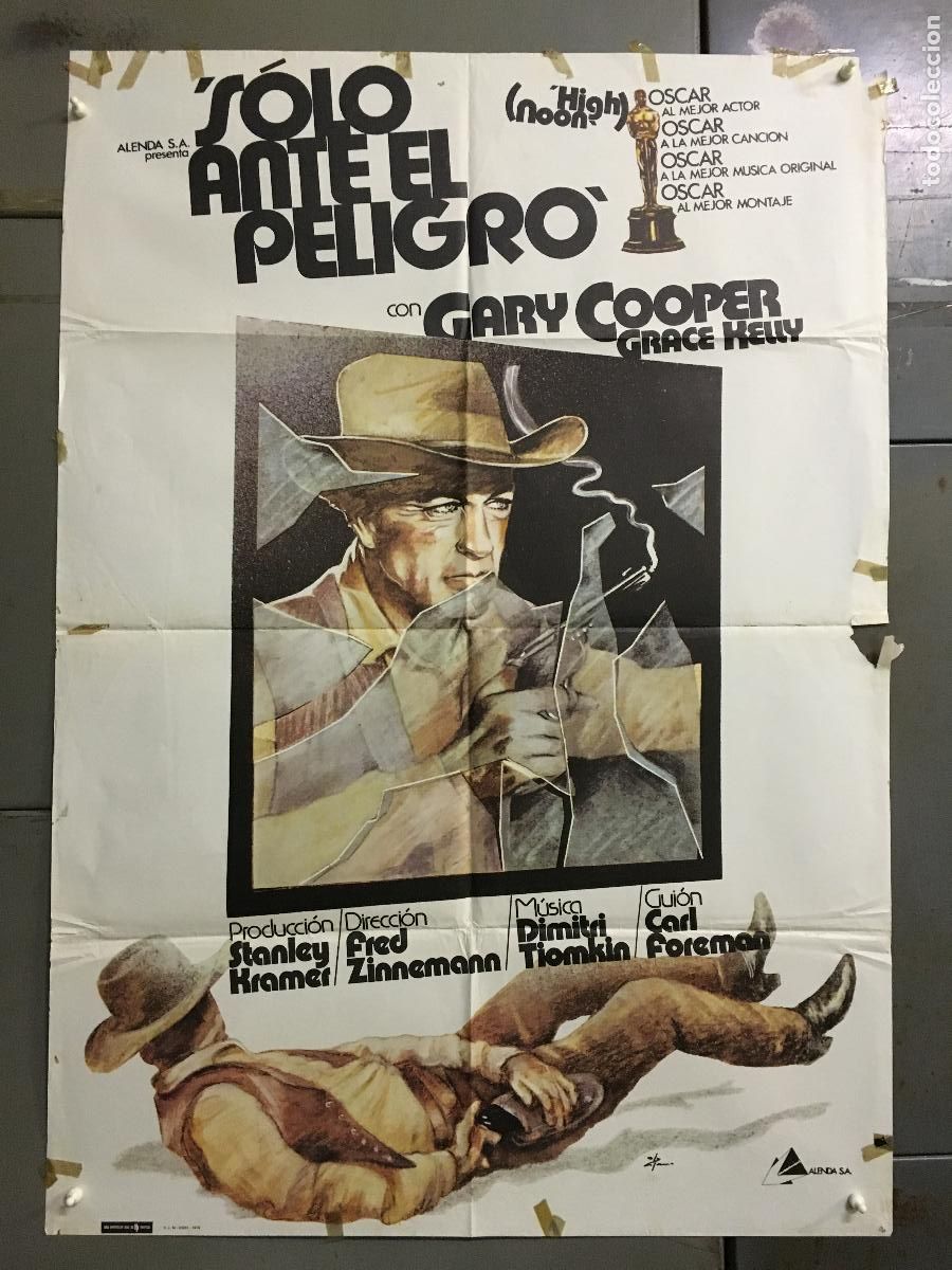Cine: ODC C364 SOLO ANTE EL PELIGRO GARY COOPER GRACE KELLY ZULUETA POSTER ORIGINAL 70X100 ESPA&Ntilde;OL R-79