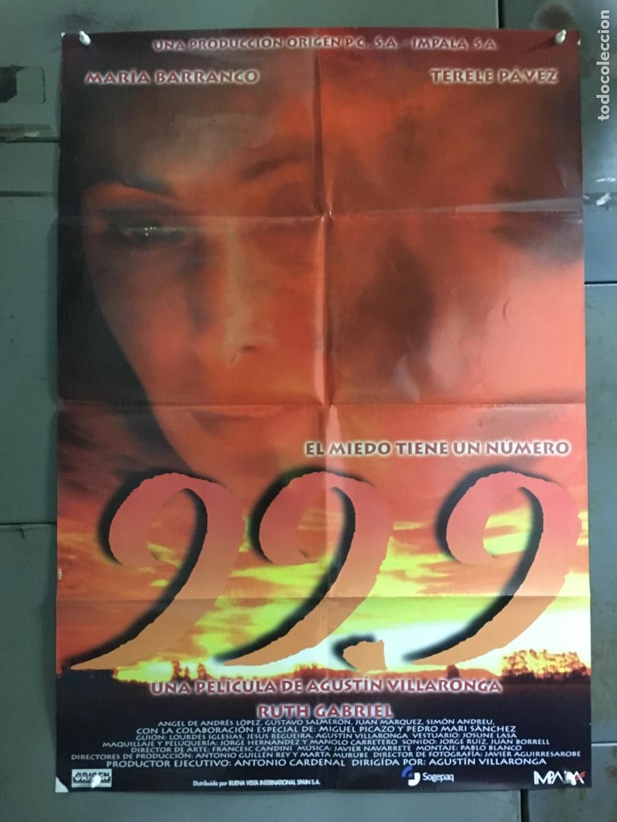 Cine: ODC C369 99.9 AGUSTIN VILLARONGA MARIA BARRANCO TERROR POSTER ORIGINAL 70X100 ESTRENO