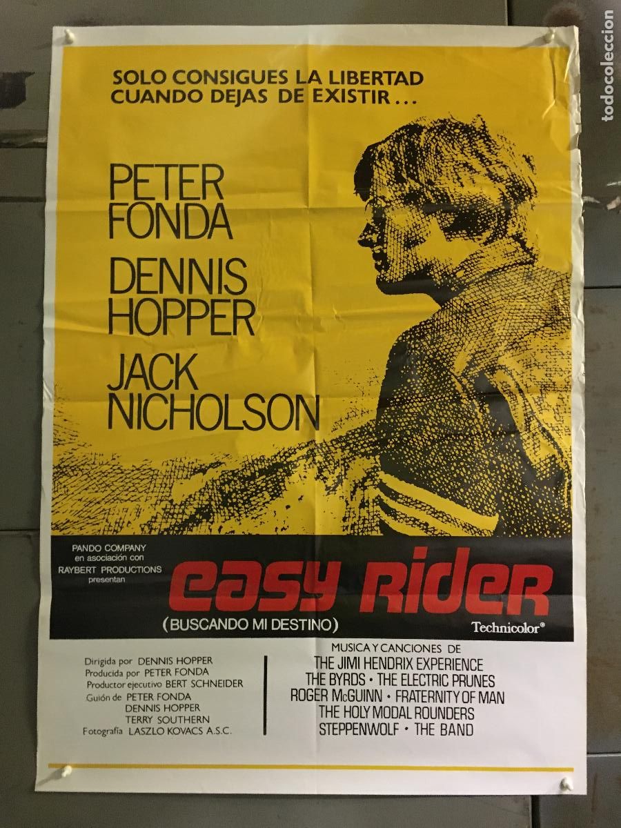 Cine: ODC C374 EASY RIDER buscando mi destino DENNIS HOPPER JACK NICHOLSON POSTER ORIG 70X100 ESPA&Ntilde;OL R-85