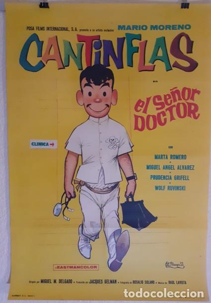 Cine: CARTEL DE CINE ORIGINAL &rdquo;EL SE&Ntilde;OR DOCTOR&rdquo; - MARIO MORENO &rdquo;CANTINFLAS&rdquo; (REESTRENO 1975)