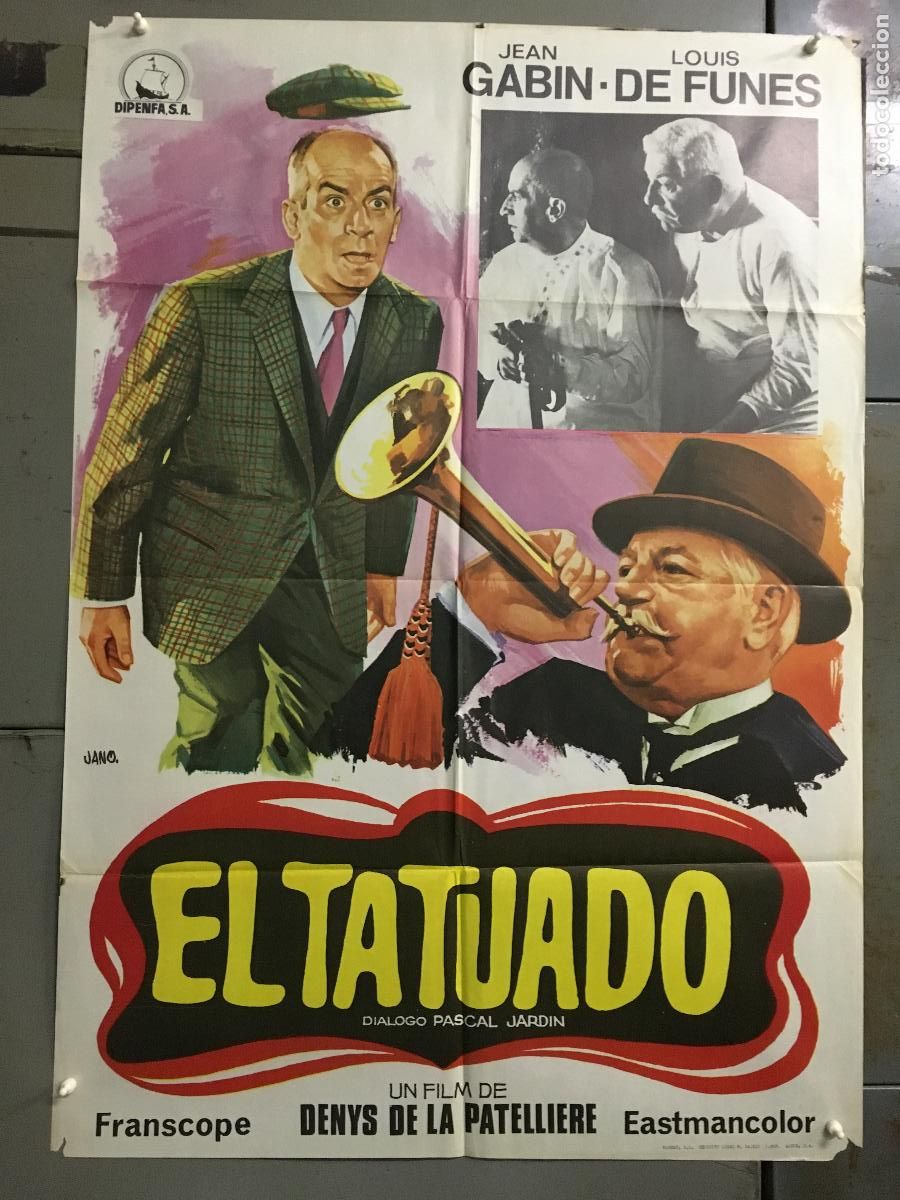 Cine: ODC C383 EL TATUADO LOUIS DE FUNES JEAN GABIN JANO POSTER ORIGINAL 70X100 ESTRENO