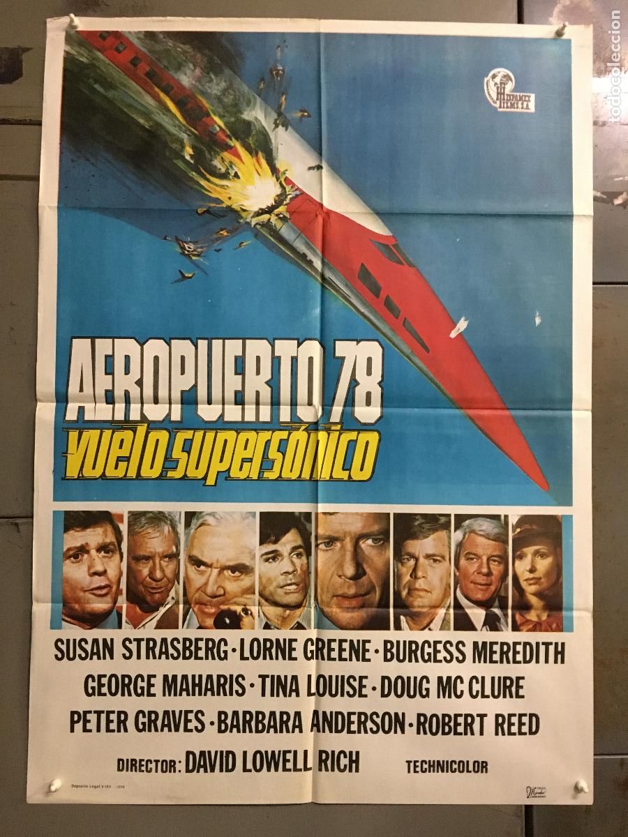 Cine: ODC C385 AEROPUERTO 78 VUELO SUPERSONICO SUSAN STRASBERG LORNE GREENE POSTER ORIGINAL 70X100 ESTRENO