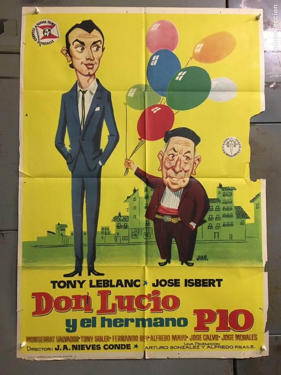 Cine: ODC C390 DON LUCIO Y EL HERMANO PIO TONY LEBLANC JOSE ISBERT POSTER ORIGINAL 70X100 ESTRENO