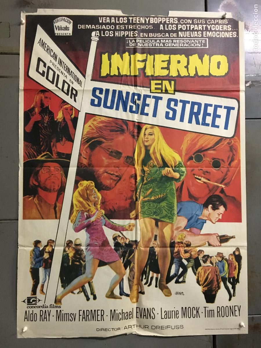 Cine: ODC C391 INFIERNO EN SUNSET STREET ALDO RAY POSTER ORIGINAL 70X100 ESTRENO