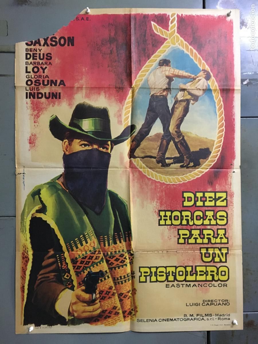 Cinema: ODC C396 DIEZ HORCAS PARA UN PISTOLERO GLENN SAXSON SERATO SPAGHETTI POSTER ORIGINAL 70X100 ESTRENO