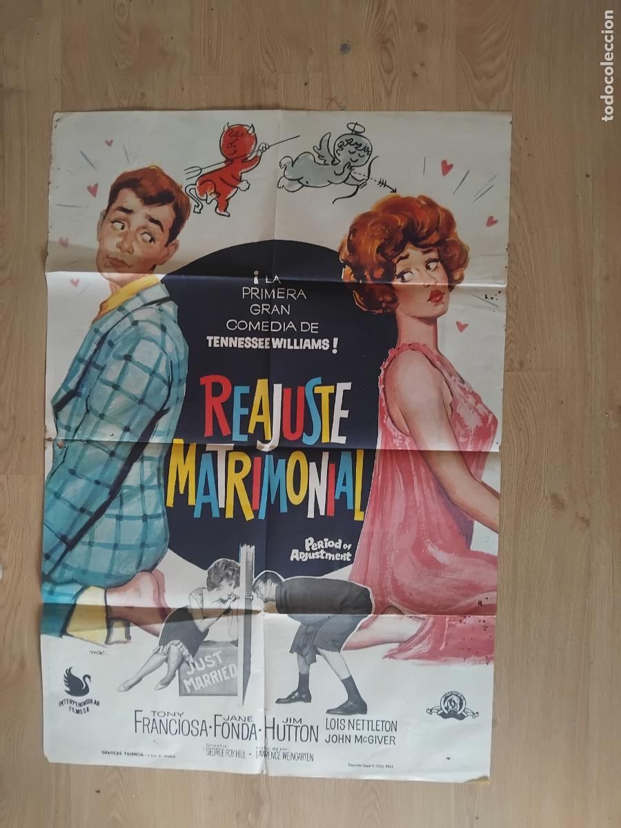 Cine: REAJUSTE MATRIMONIAL 1962 JANE FONDA TONY FRANCIOSA CARTEL DE CINE POSTER. 100 X 70 CM.
