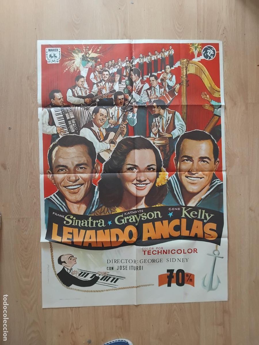 Cine: LEVANDO ANCLAS GENE KELLY FRANK SINATRA, CARTEL DE CINE POSTER. 100 X 70 CM.