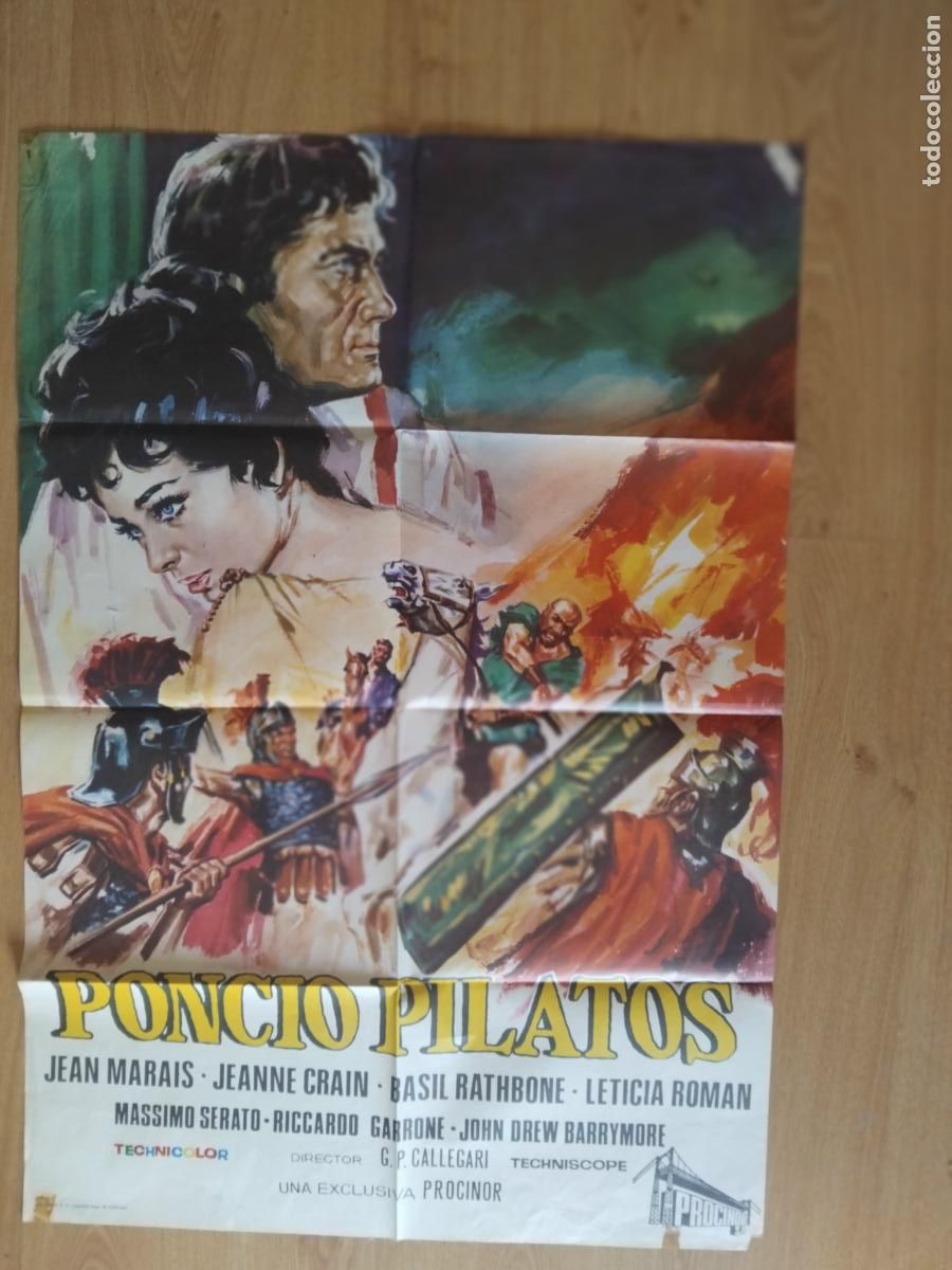Cine: PONCIO PILATOS JEAN MARAIS JEANNE CRAIN BASIL RATHBONE CARTEL DE CINE POSTER. 100 X 70 CM.
