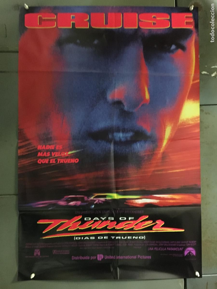Cine: AFK96 DIAS DE TRUENO TOM CRUISE NICOLE KIDMAN AUTOMOVILISMO POSTER ORIGINAL 70X100 ESTRENO