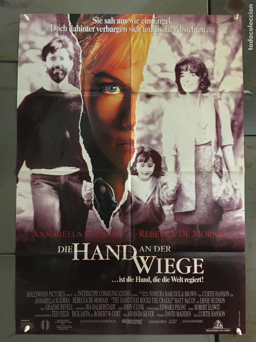 Cine: ODC C402 LA MANO QUE MECE LA CUNA REBECCA DE MORNAY ANNABELLA SCIORRA POSTER ORIGINAL ALEMAN 60X84