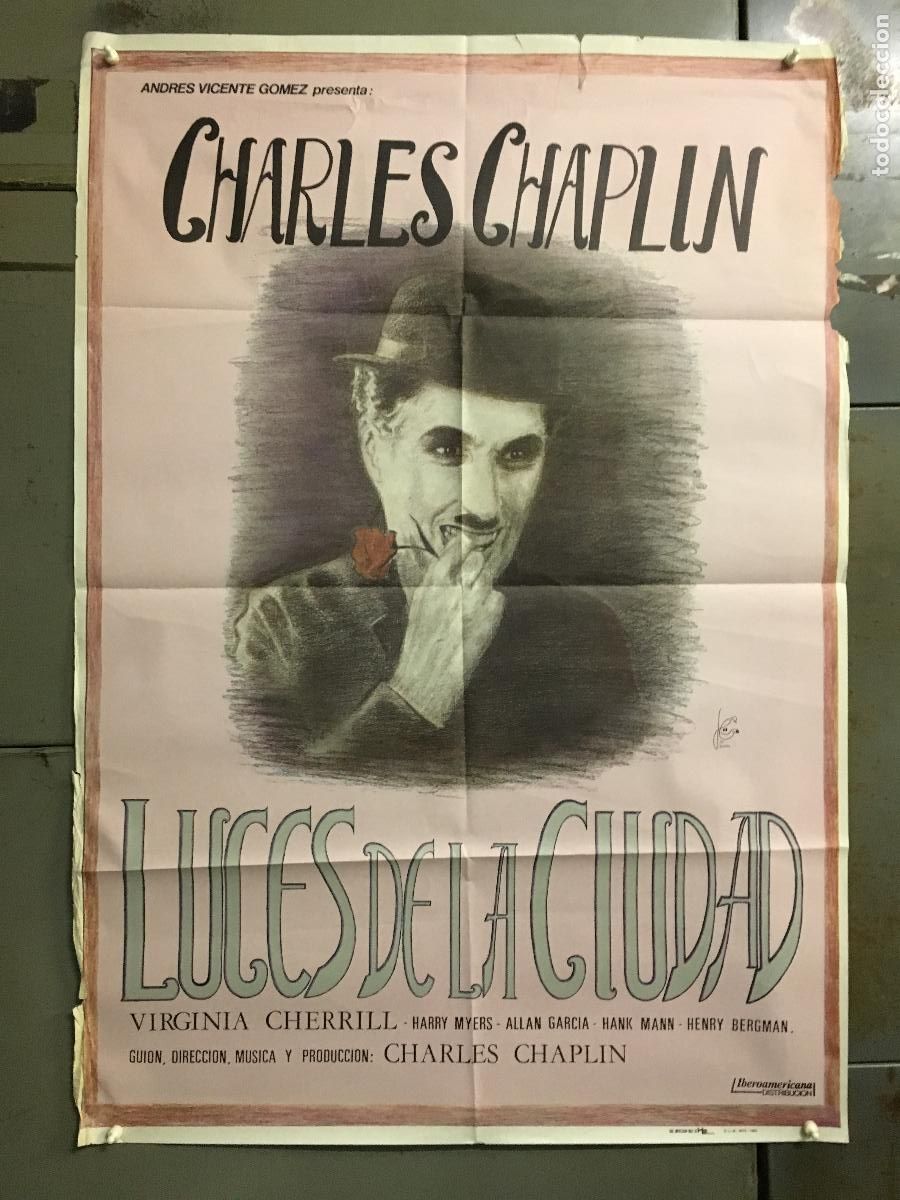 Cine: ODC C424 LUCES DE LA CIUDAD CHARLES CHAPLIN POSTER ORIGINAL ESPA&Ntilde;OL 70X100 R-83
