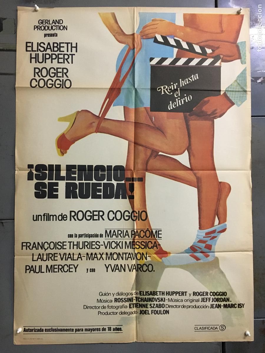 Cine: ODC C428 SILENCIO SE RUEDA ELISABETH HUPPERT ROGER COGGIO POSTER ORIGINAL 70X100 ESTRENO