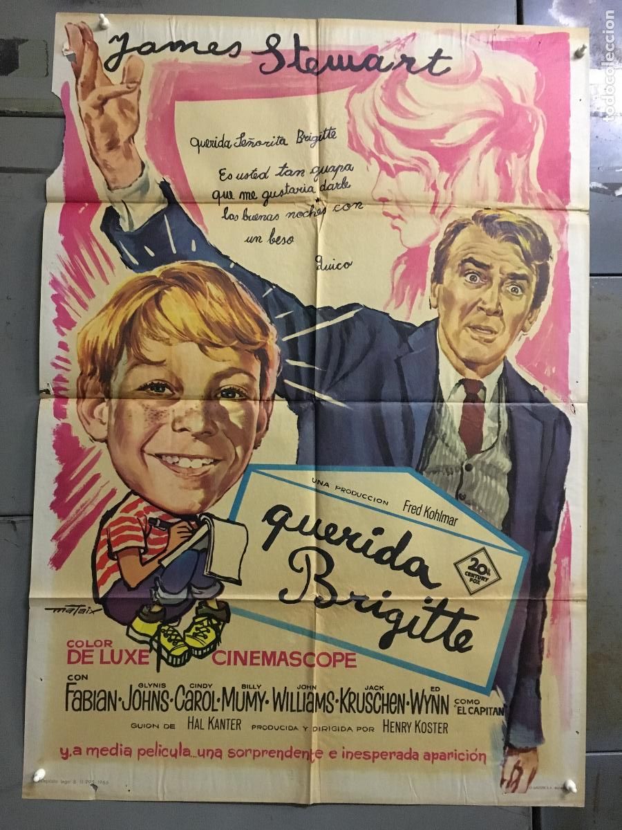 Cine: ODC C436 QUERIDA BRIGITTE BARDOT JAMES STEWART POSTER ORIGINAL 70X100 ESTRENO