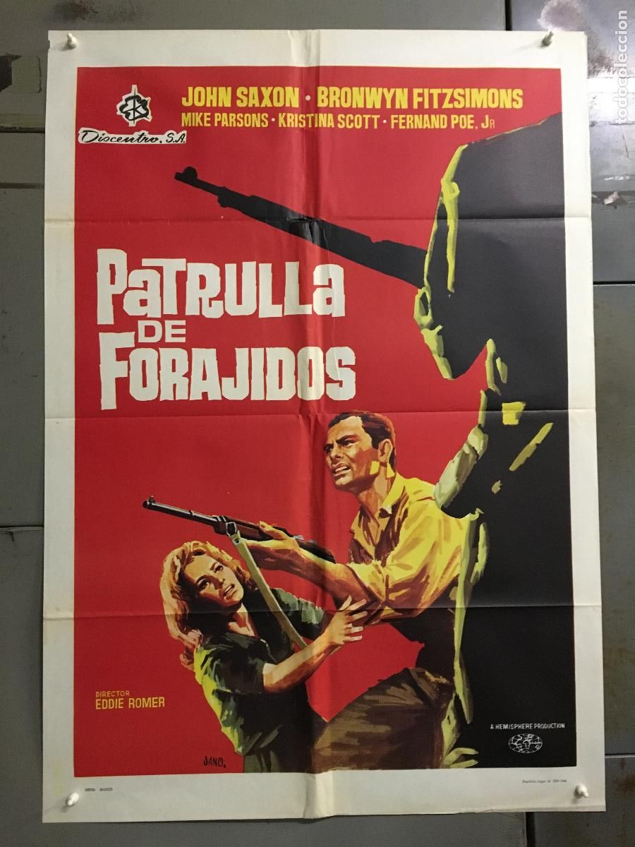 Cine: ODC C454 PATRULLA DE FORAJIDOS EDDIE ROMERO JOHN SAXON POSTER ORIGINAL 70X100 ESTRENO