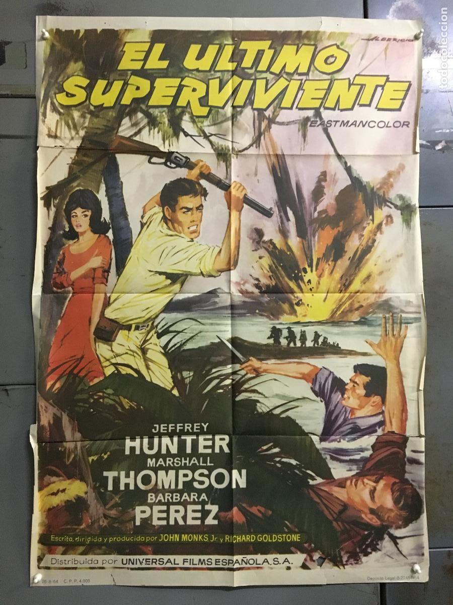Cinema: ODC C458 EL ULTIMO SUPERVIVIENTE JEFFREY HUNTER ALBERICIO POSTER ORIGINAL 70X100 ESTRENO