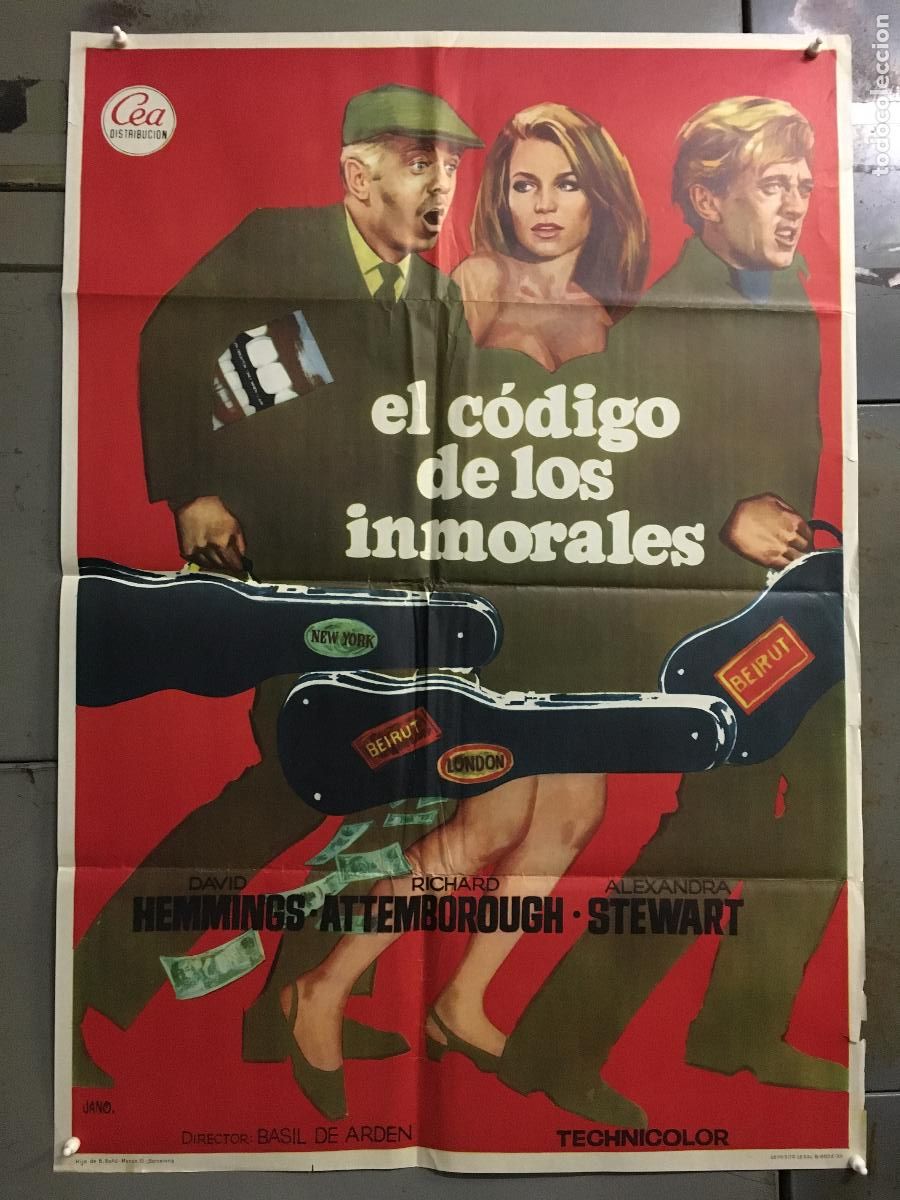 Cine: ODC C461 EL CODIGO DE LOS INMORALES DAVID HEMMINGS RICHARD ATTENBOROUGH POSTER ORIGINAL 70X100 ESTRE