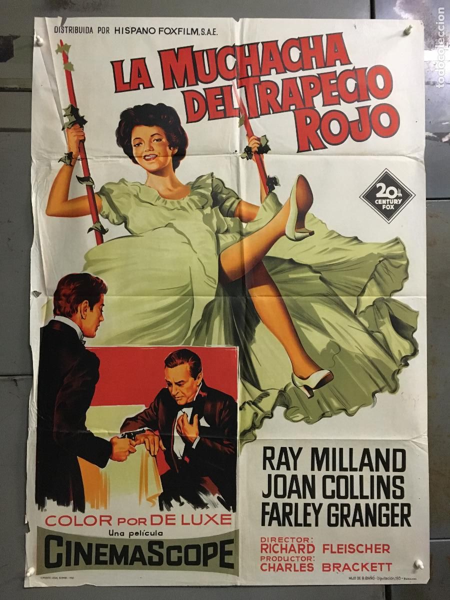 Cine: ODC C464 LA MUCHACHA DEL TRAPECIO ROJO JOAN COLLINS POSTER SOLIGO ORIGINAL 70X100 ESTRENO LITOGRAFIA