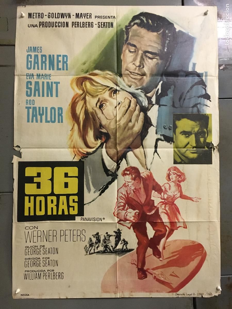 Cin&eacute;ma: ODC C465 36 HORAS JAMES GARNER EVA MARIE SAINT ROD TAYLOR POSTER ORIGINAL 70X100 ESTRENO