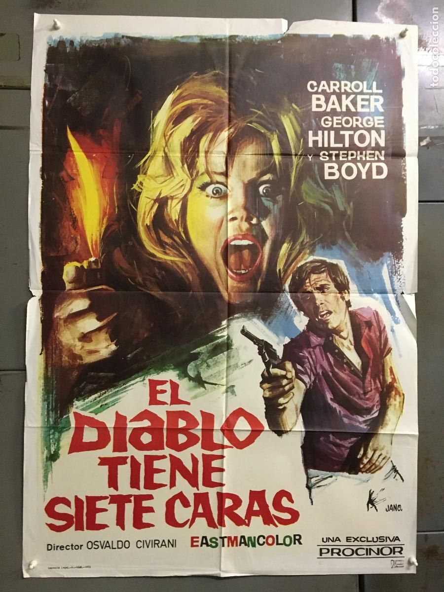 Cin&eacute;ma: ODC C471 EL DIABLO TIENE SIETE CARAS CARROLL BAKER GEORGE HILTON JANO POSTER ORIGINAL 70X100 ESTRENO