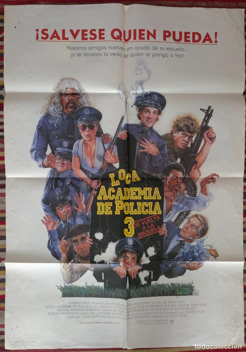 Cine: Loca Academia de Polic&iacute;a 3 (1986) cartel original espa&ntilde;ol, icono EGB