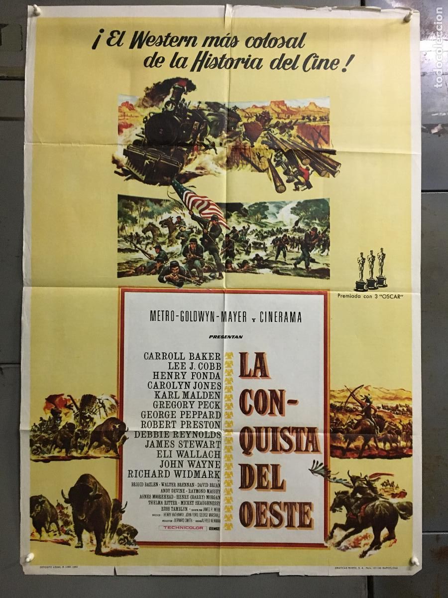 Cin&eacute;ma: ODC C483 LA CONQUISTA DEL OESTE JOHN WAYNE CINERAMA POSTER ORIGINAL 70X100 ESTRENO