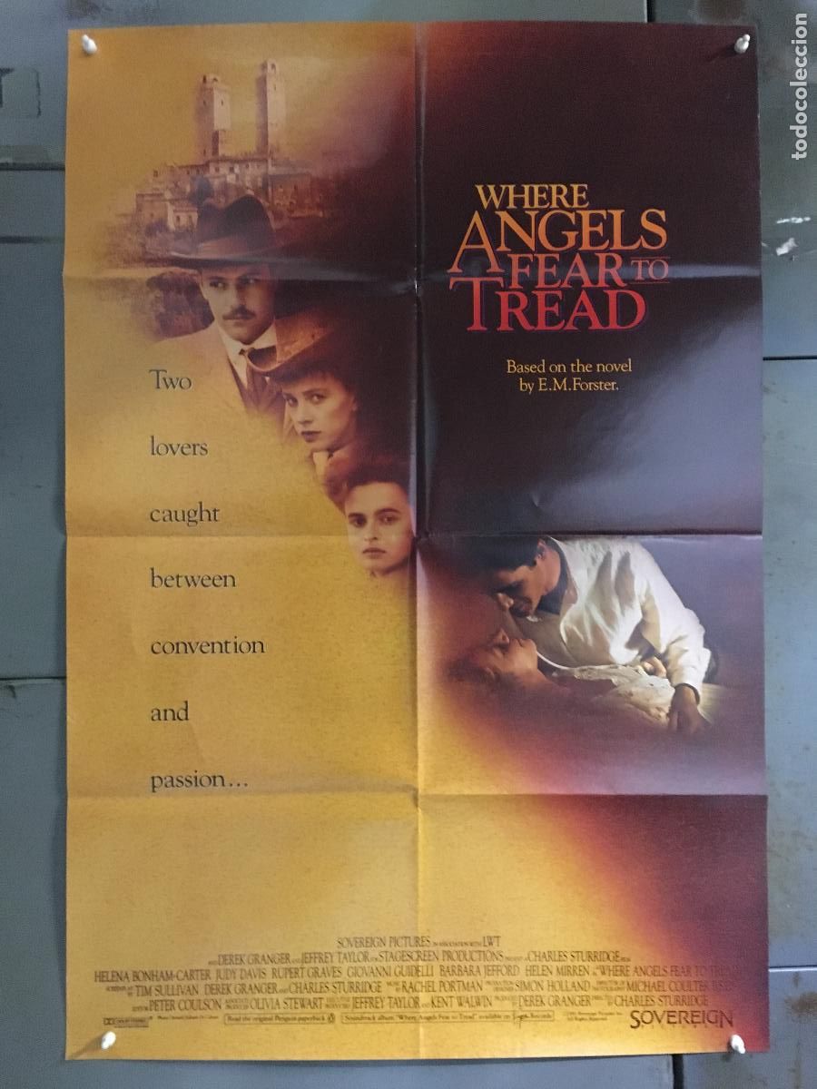 Cine: ODC C502 DONDE LOS ANGELES NO SE AVENTURAN HELENA BONHAM CARTER POSTER ORIGINAL AMERICANO 68x102