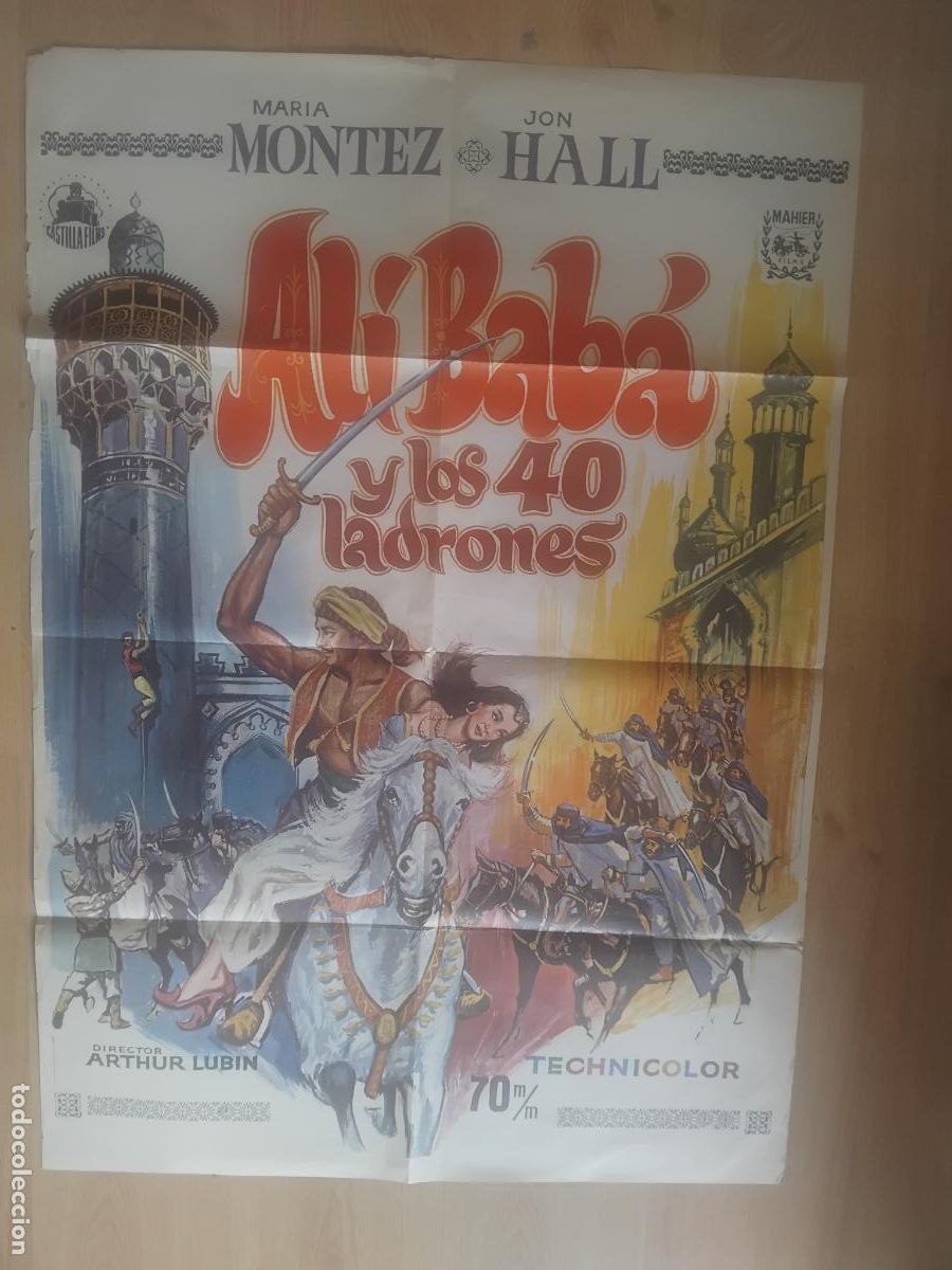 Cine: ALI BABA Y LOS 40 LADRONES. MARIA MONTEZ. CARTEL DE CINE POSTER ORIGINAL. 100 X 70 CM.