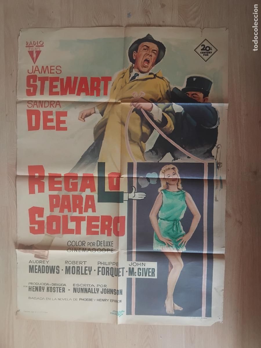 Cine: REGALO PARA SOLTERO JAMES STEWART SANDRA DEE. CARTEL DE CINE POSTER ORIGINAL. 100 X 70 CM.