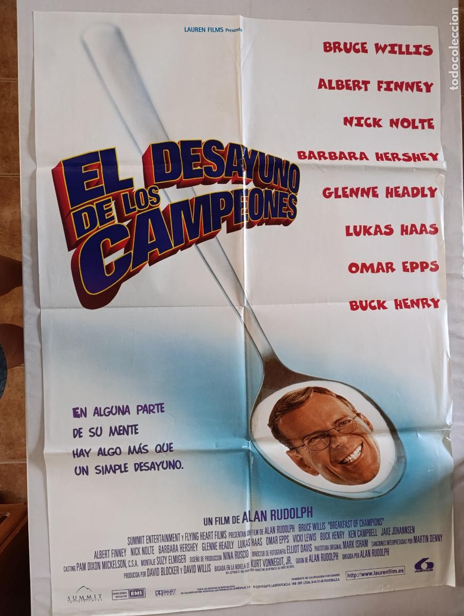 Cine: POSTER ORIGINAL EL DESAYUNO DE LOS CAMPEONES - 99 X 68 CM - BRUCE WILLIS (387)