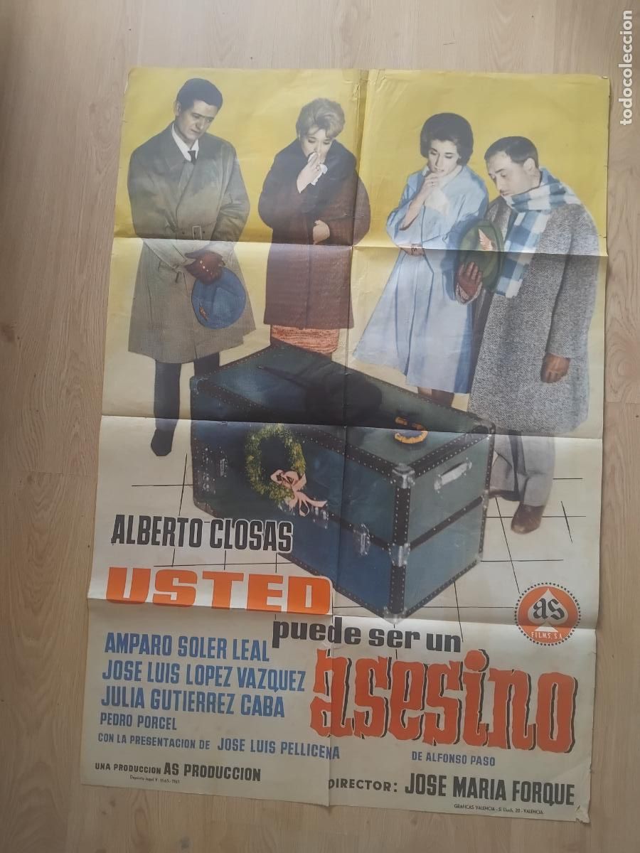 Cine: USTED PUEDE SER UN ASESINO ALBERTO CLOSAS LOPEZ VAZQUEZ.CARTEL DE CINE POSTER ORIGINAL. 100 X 70 CM.