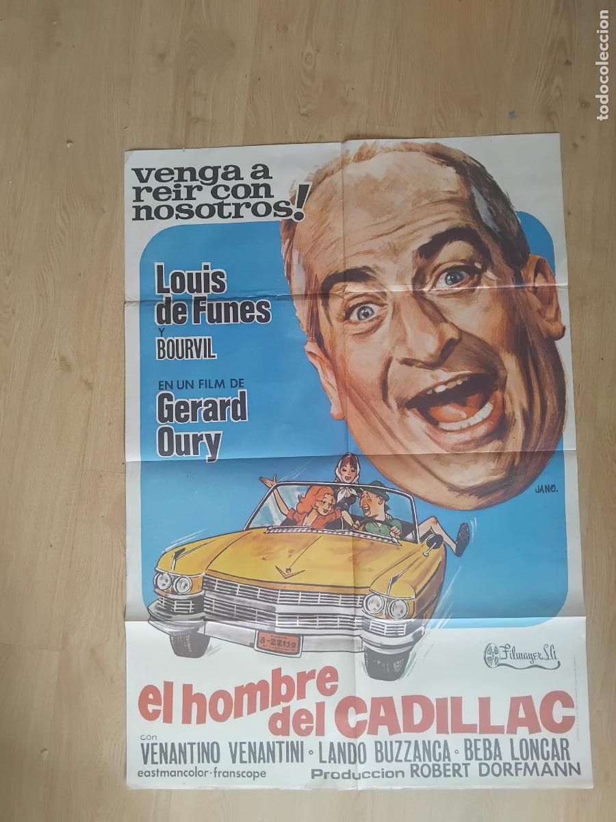 Cine: EL HOMBRE DEL CADILLAC. LOUIS DE FUNES.CARTEL DE CINE POSTER ORIGINAL. 100 X 70 CM.