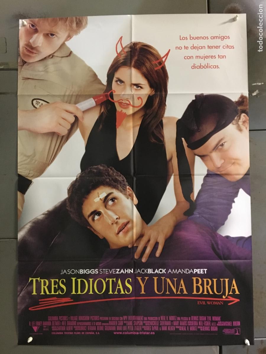 Cine: AFL61 TRES IDIOTAS Y UNA BRUJA STEVE ZAHN JACK BLACK POSTER ORIGINAL 70X100 ESTRENO