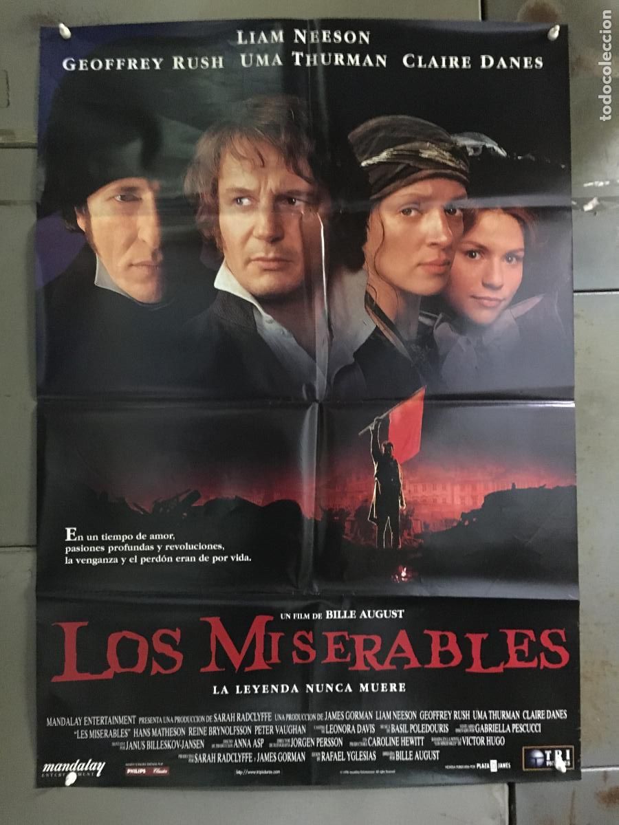 Cine: AFL82 LOS MISERABLES LIAM NEESON UMA THURMAN POSTER ORIGINAL 70X100 ESTRENO h1