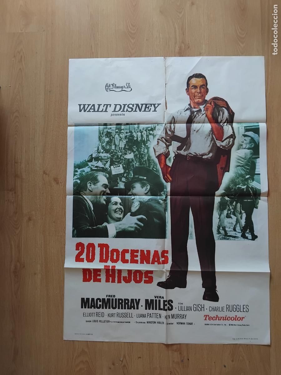 Cine: 20 DOCENAS DE HIJOS FRED MACMURRAY WALT DISNEY. CARTEL DE CINE POSTER ORIGINAL. 100 X 70 CM.