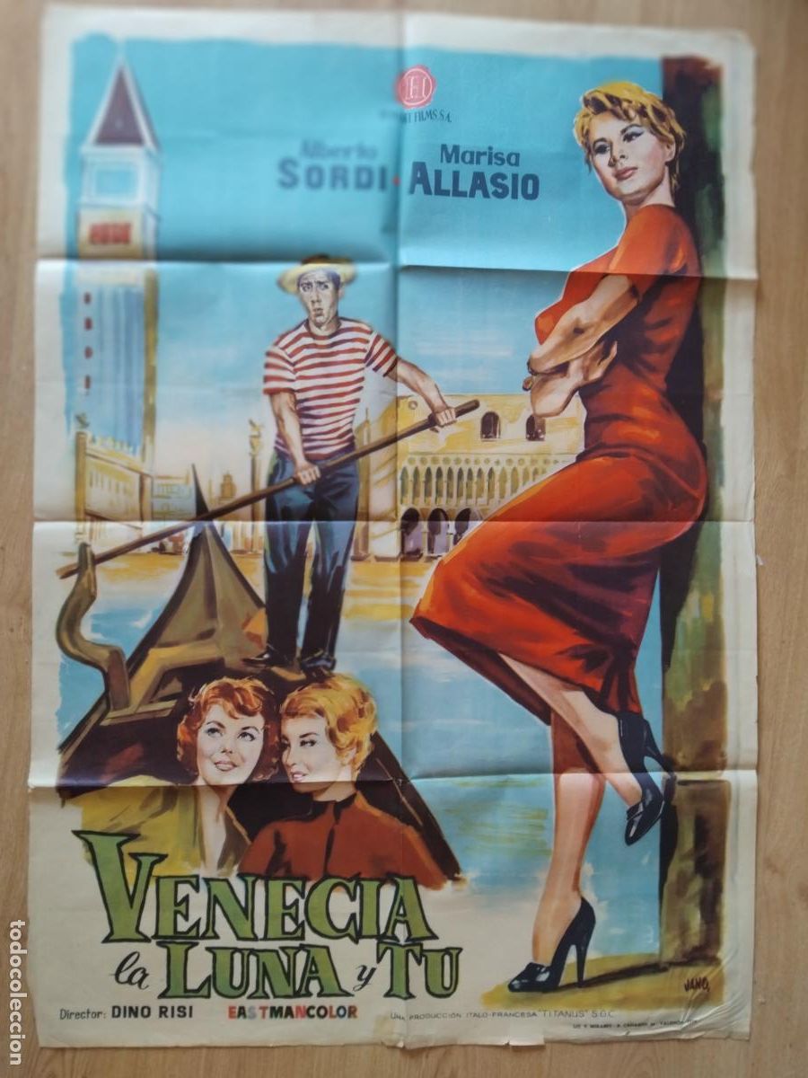 Cine: VENECIA LA LUNA Y TU MARISA ALLASIO ALBERTO SORDI. CARTEL DE CINE POSTER ORIGINAL. 100 X 70 CM